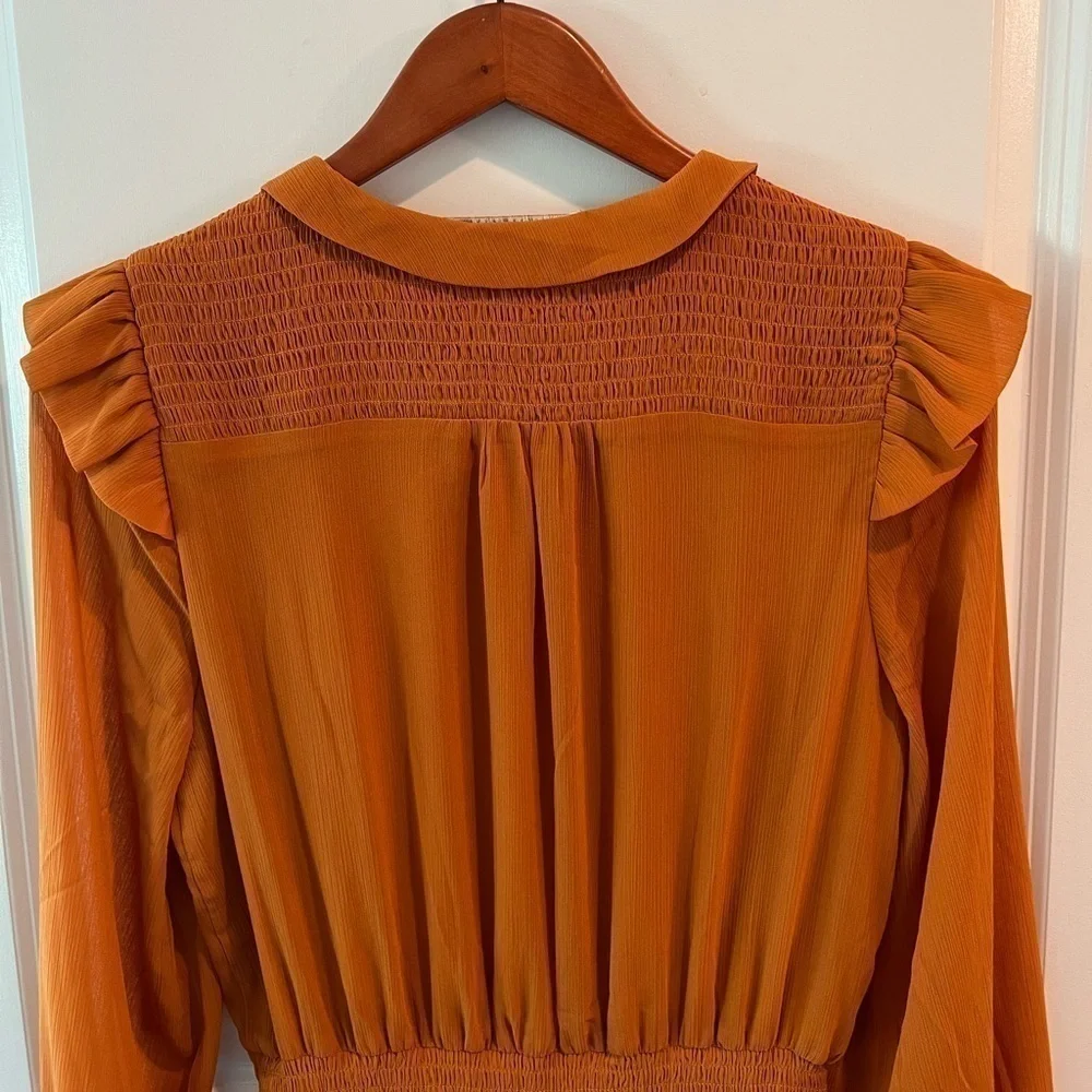 Scotch & Soda Smocked Mini Dress in Pumpkin Spice
